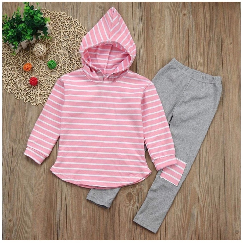 Toddler Striped Long Sleeve Hoodie Pants Outfit